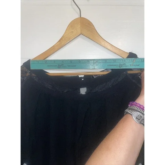 Black Long Sleeve With Embroidery Along Sleeves And Neckline. Small - Picture 7 of 9